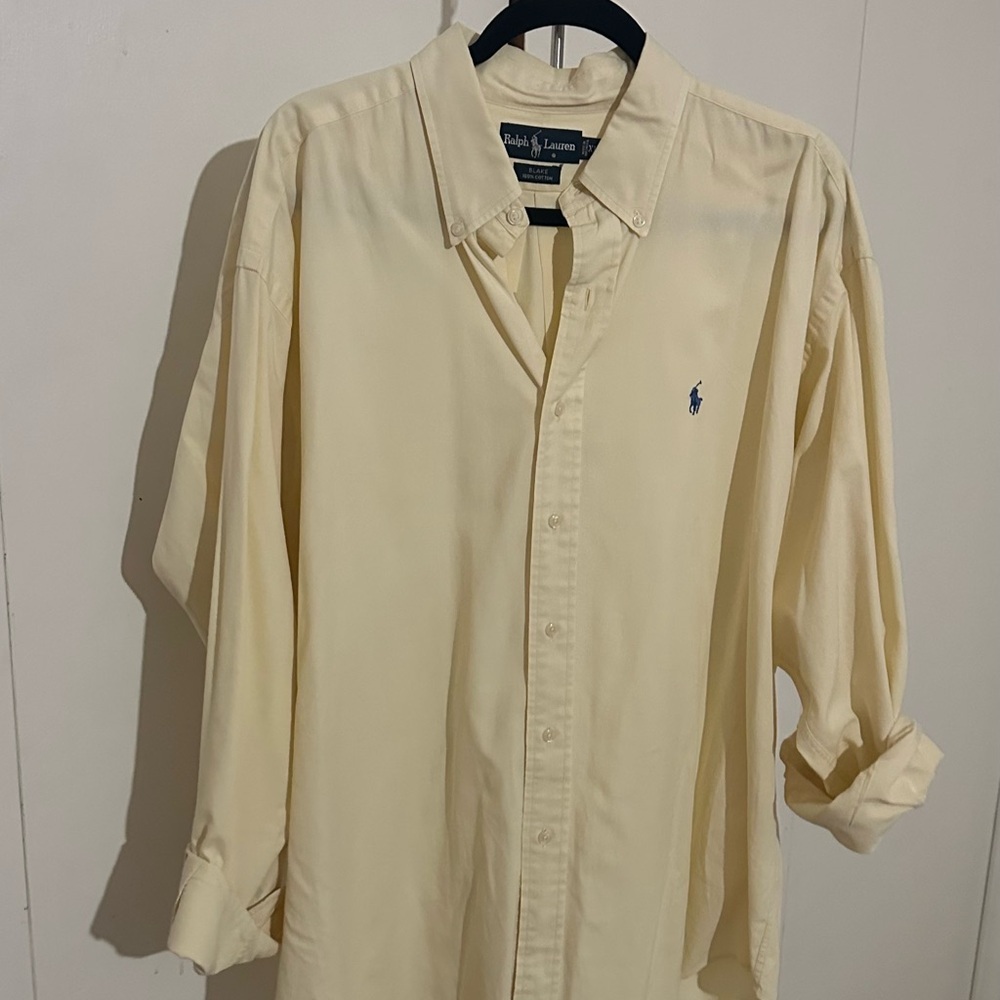 Vintage 90’s Ralph Lauren Button Up Pale Yellow - XL